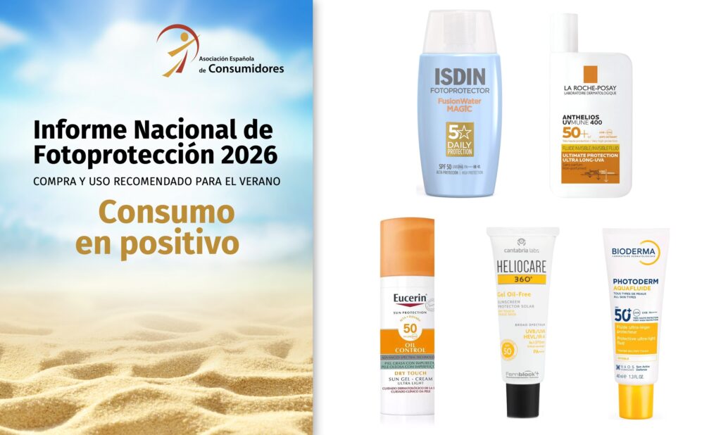 La Asociación Española de Consumidores presenta el Informe Nacional de Fotoprotección 2026 y señala los mejores protectores solares para familias, niños, deporte, piel sensible, cuero cabelludo y uso diario