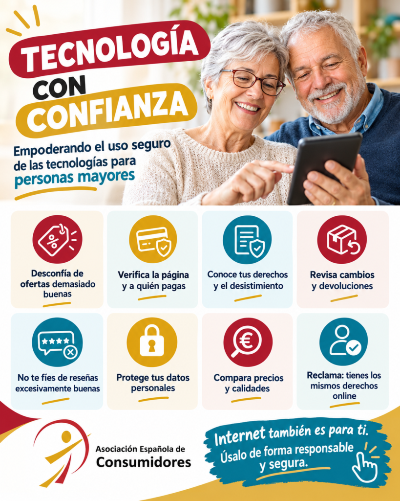 La Asociación Española de Consumidores reclama el Empoderamiento de los Mayores con las Tecnologías en el Día Internacional de las Personas de Edad